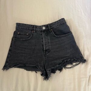 Black denim shorts